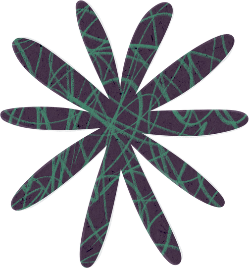 Scribbled Flower Shapes Violet and Green Paper Cut-out